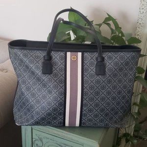 Tory Burch Monogrammed Coated Canvas Large Tote Bag